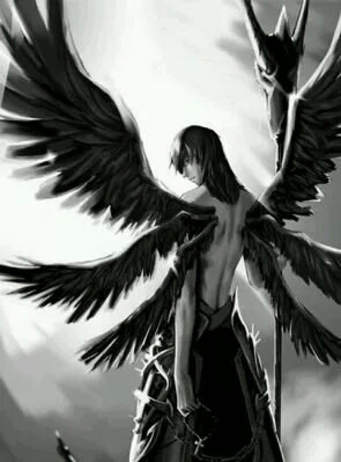 堕落天使路西法图片_黑色翅膀的天使图